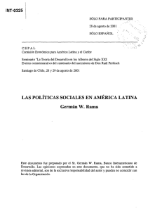 LAS POLITICAS SOCIALES EN AMERICA LATINA Germán W. Rama
