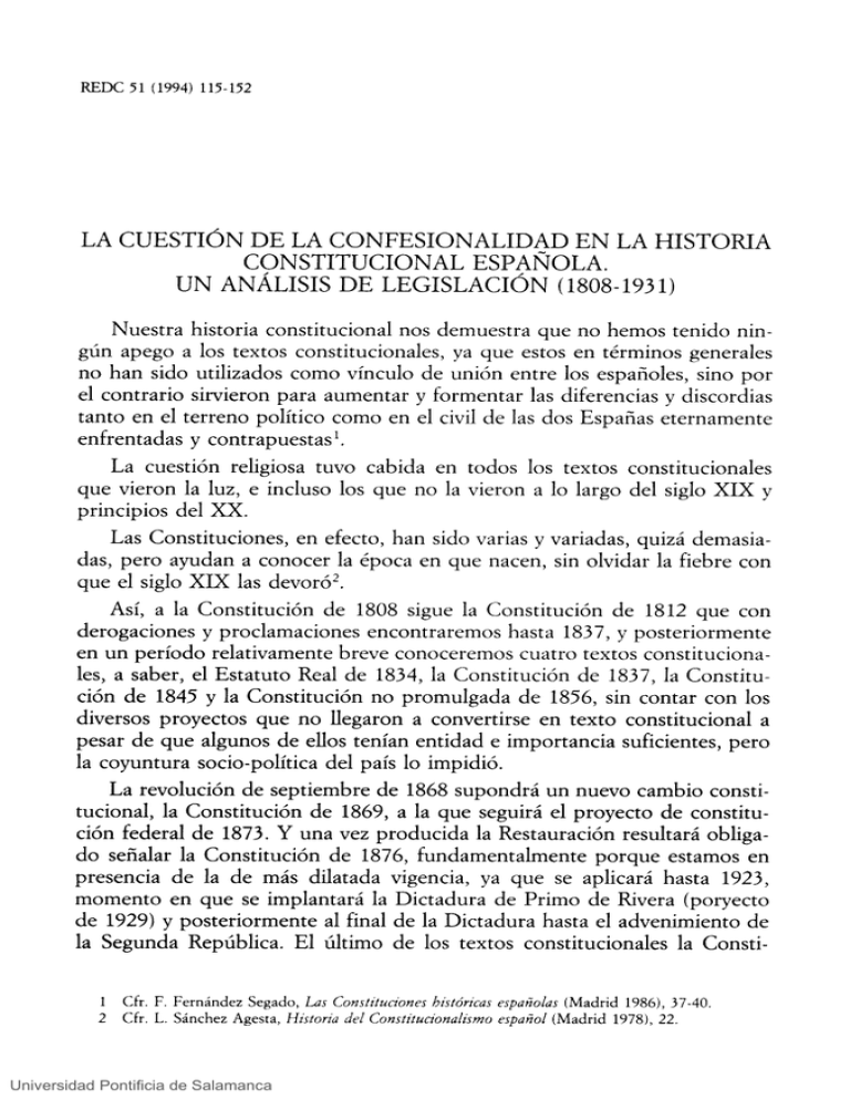 LA CUESTI N DE LA CONFESIONALIDAD EN LA HISTORIA