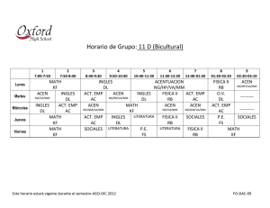 Horario de Grupo: 11 D (Bicultural)