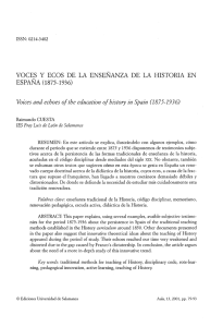 Voces y ecos de la enseñanza de la historia en España (1875