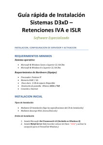 Guía rápida de Instalación Sistemas D3xD – Retenciones IVA e ISLR