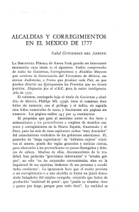 ALCALDÍAS Y CORREGIMIENTOS EN EL MÉXICO DE 1777