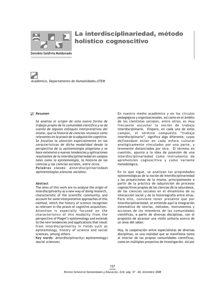 La Interdisciplinariedad M Todo Hol Stico