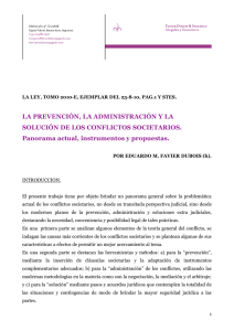 LA PREVENCIÓN, LA ADMINISTRACIÓN Y LA SOLUCIÓN DE LOS