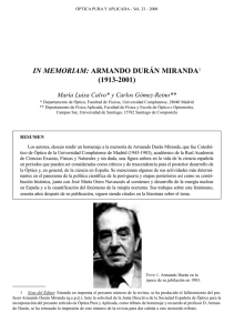 IN MEMORIAM: ARMANDO DURÁN MIRANDA1 (1913