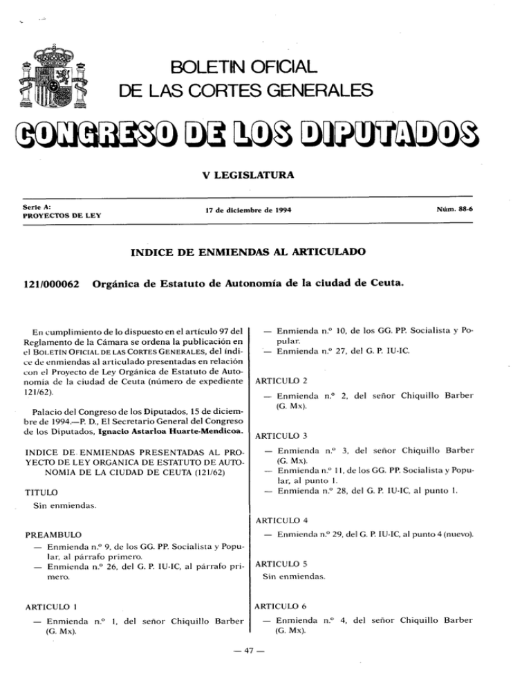 Boletn Oficial De Las Cortes Generales