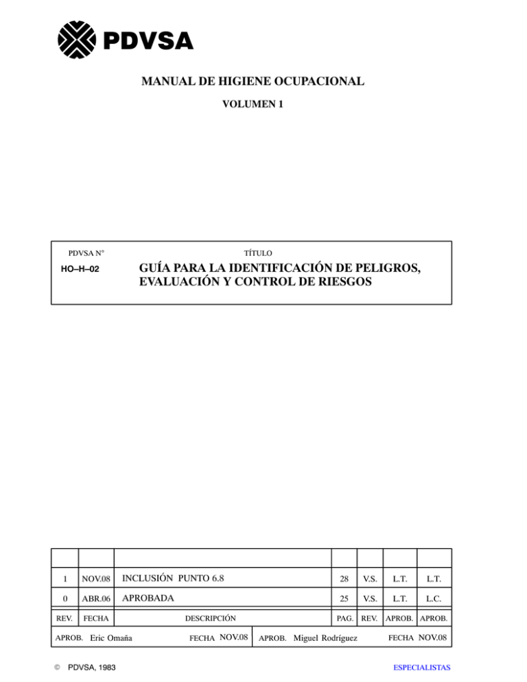 Guía Para La Identificación De Peligros, Evaluación Y Control De