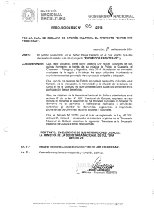 RESOLUCiÓN SNC N° IO~ /2014 - Secretaría Nacional de Cultura