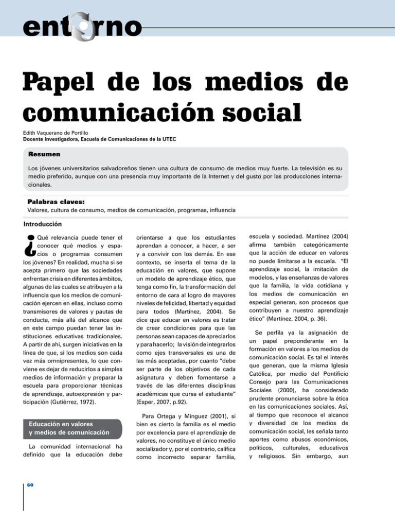 Papel De Los Medios De Comunicación Social