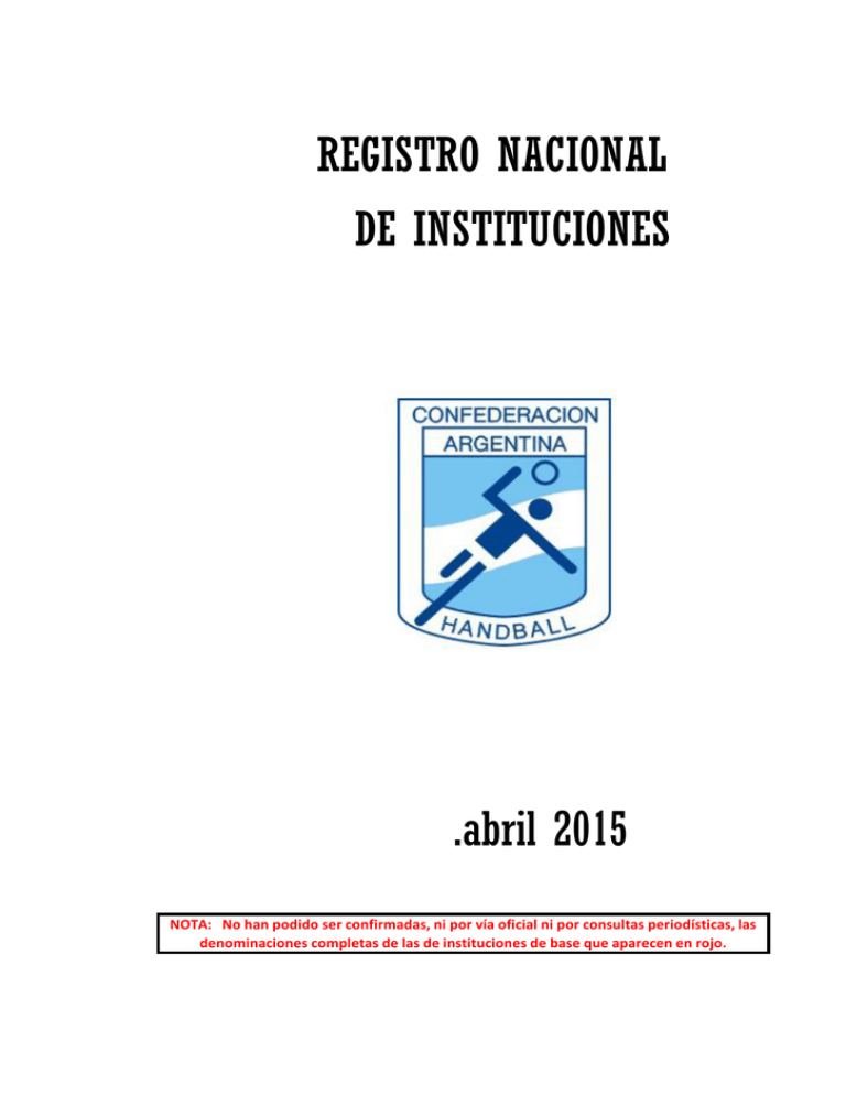 Descargar Registro Nacional De Instituciones 2015