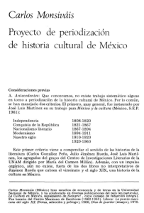 Carlos Monsiváis Proyecto de periodización de historia cultural de