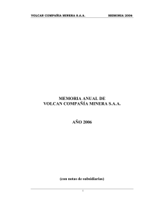 MEMORIA ANUAL DE VOLCAN COMPAÑÍA MINERA S.A.A. AÑO