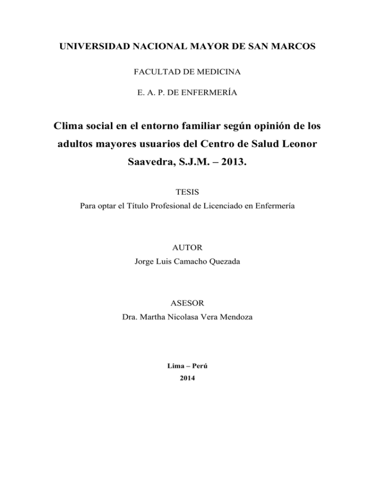 Clima Social En El Entorno Familiar Seg n Opini n De Los Adultos