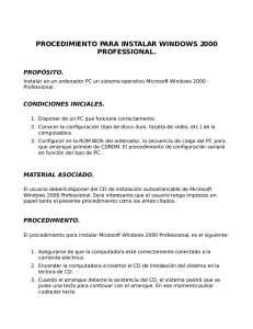 procedimiento para instalar windows 2000 professional.