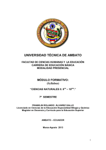 Ciencias Naturales II. 8vo - Universidad Técnica de Ambato