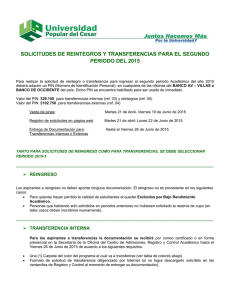 Transferencias y reingresos 2015-2