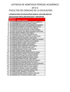 listados de admitidos periodo académico 2014-2 facultad