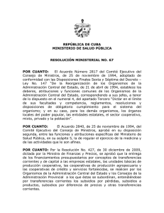 república de cuba - Legislacion para el Sistema Nacional de Salud