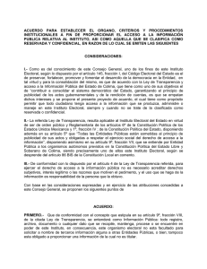 Acuerdo de Transparencia. - Instituto Electoral del Estado de Colima
