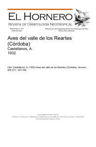 Aves del valle de los Reartes (Córdoba)