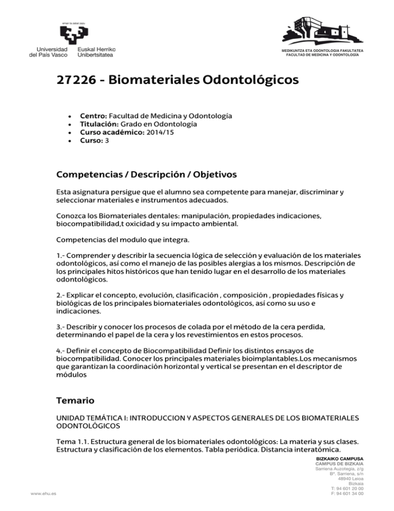 27226 - Biomateriales Odontológicos