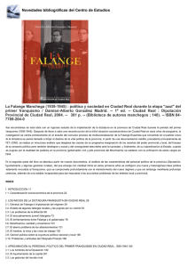 Novedades bibliográficas del Centro de Estudios La Falange
