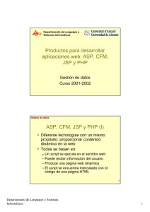 ASP, CFM, JSP y PHP ASP, CFM, JSP y PHP