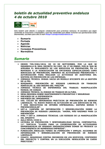Boletín de actualidad preventiva andaluza. Nº 116. 4 de octubre de