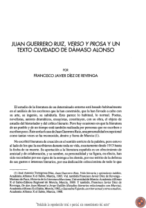 Juan Guerrero Ruiz, Verso y prosa y un texto olvidado de Dámaso