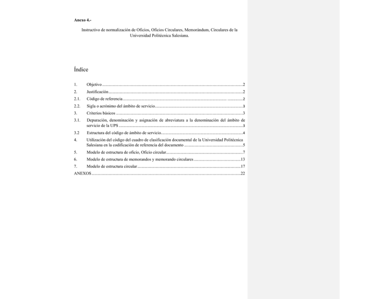 Instructivo de Normalización de Oficios, Memorando, Circulares