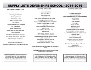 Whole School Supply List