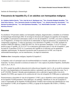 Frecuencia de hepatitis B y C en adultos con hemopatías malignas