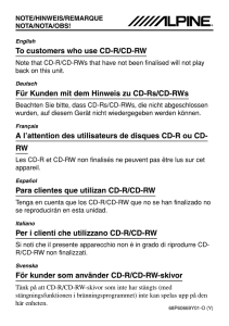 To customers who use CD-R/CD-RW Für Kunden