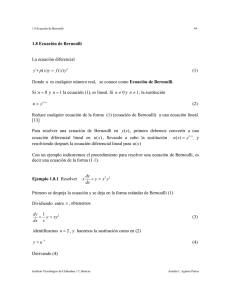1.8 Ecuación de Bernoulli La ecuación diferencial