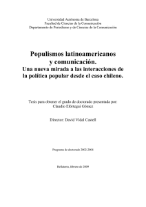 Populismos latinoamericanos y comunicación. Una nueva mirada a