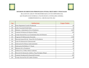 Cap Instituciones Cargos Totales DIVISION DE SERVICIOS