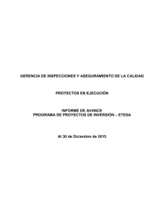 Informe de Proyectos Diciembre 2015