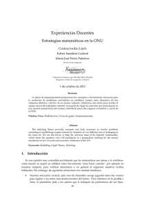 Experiencias Docentes - Estrategias matemáticas en la ONU