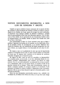 Nuevos documentos referentes a don Luis de Góngora y Argote