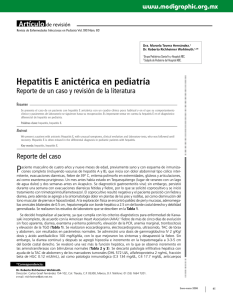 Hepatitis E anictérica en pediatría Reporte de un