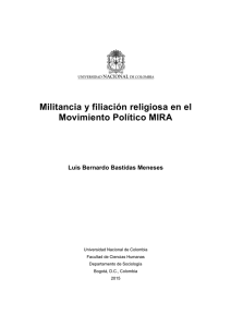 Militancia y filiación religiosa en el Movimiento Político MIRA Luis