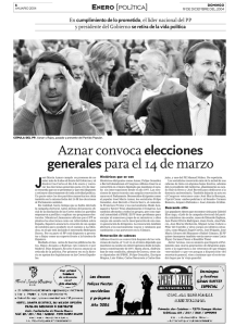 Aznar convoca elecciones generalespara el 14 de marzo