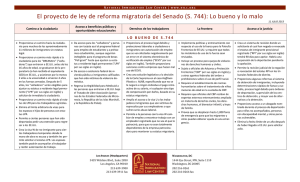 El proyecto de ley de reforma migratoria del Senado (S. 744): Lo