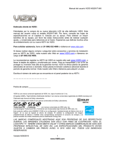 Manual del usuario VIZIO M320VT-MX Versión 9/29/2010 1 www
