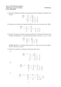 Tema 3: El Método Simplex. Algoritmo de las Dos Fases. Problemas