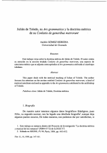 Julián de Toledo, su Ars grammatica y la doctrina métrica de su