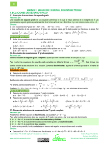 Capítulo 4: Ecuaciones y sistemas. Matemáticas 4ºB ESO 1