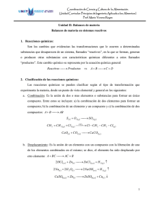 Balances de materia Balances de materia en sistemas reactivos 1
