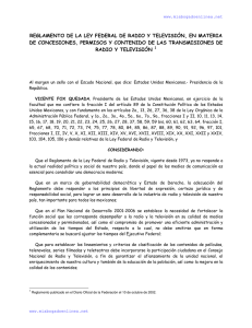 reglamento de la ley federal de radio y televisión, en materia de