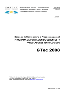 Bases GTec 2008 - Agencia Nacional de Promoción Científica y